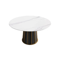 Marbella Sintered Stone Dining Table | 53" White Gloss Round With Metal Base