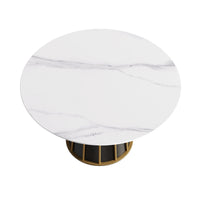 Marbella Sintered Stone Dining Table | 53" White Gloss Round With Metal Base