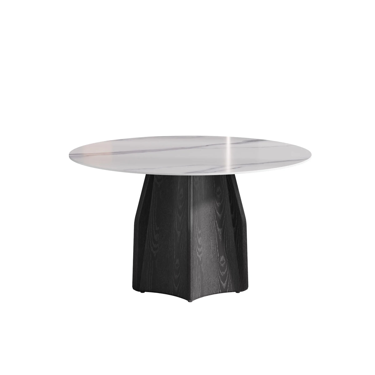 Marbella Sintered Stone Dining Table | 53" White Gloss Round With Metal Base