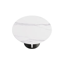 Marbella Sintered Stone Dining Table | 53" White Gloss Round With Metal Base