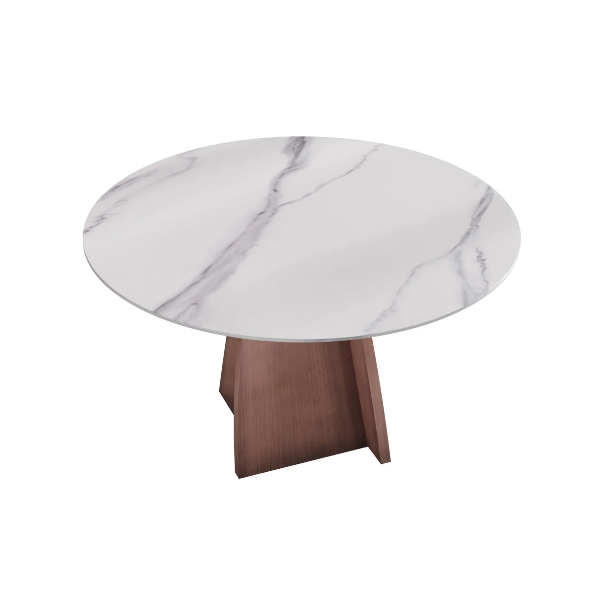 Marbella Sintered Stone Dining Table | 53" White Gloss Round With Metal Base