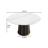Marbella Sintered Stone Dining Table | 53" White Gloss Round With Metal Base