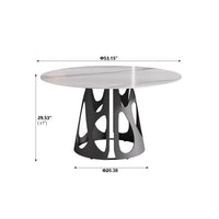 Marbella Sintered Stone Dining Table | 53" White Gloss Round With Metal Base