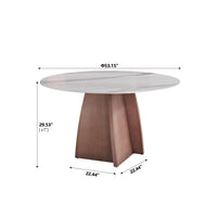 Marbella Sintered Stone Dining Table | 53" White Gloss Round With Metal Base