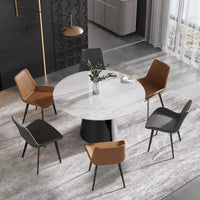 Marbella Sintered Stone Dining Table | 53" White Gloss Round With Metal Base