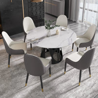 Marbella Sintered Stone Dining Table | 53" White Gloss Round With Metal Base