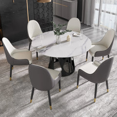 Marbella Sintered Stone Dining Table | 53" White Gloss Round With Metal Base