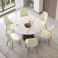 Marbella Sintered Stone Dining Table | 53" White Gloss Round With Metal Base