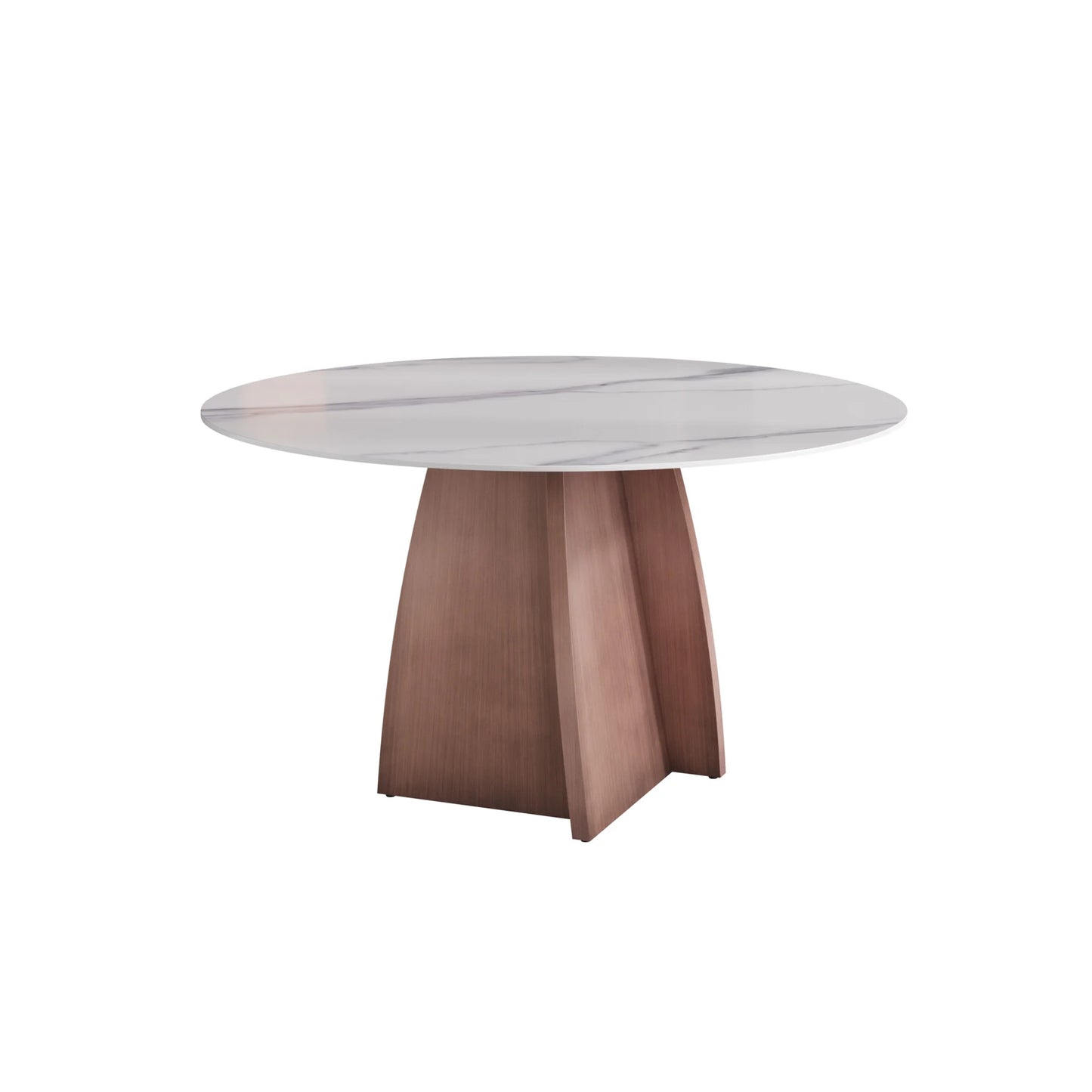 Marbella Sintered Stone Dining Table | 53" White Gloss Round With Metal Base