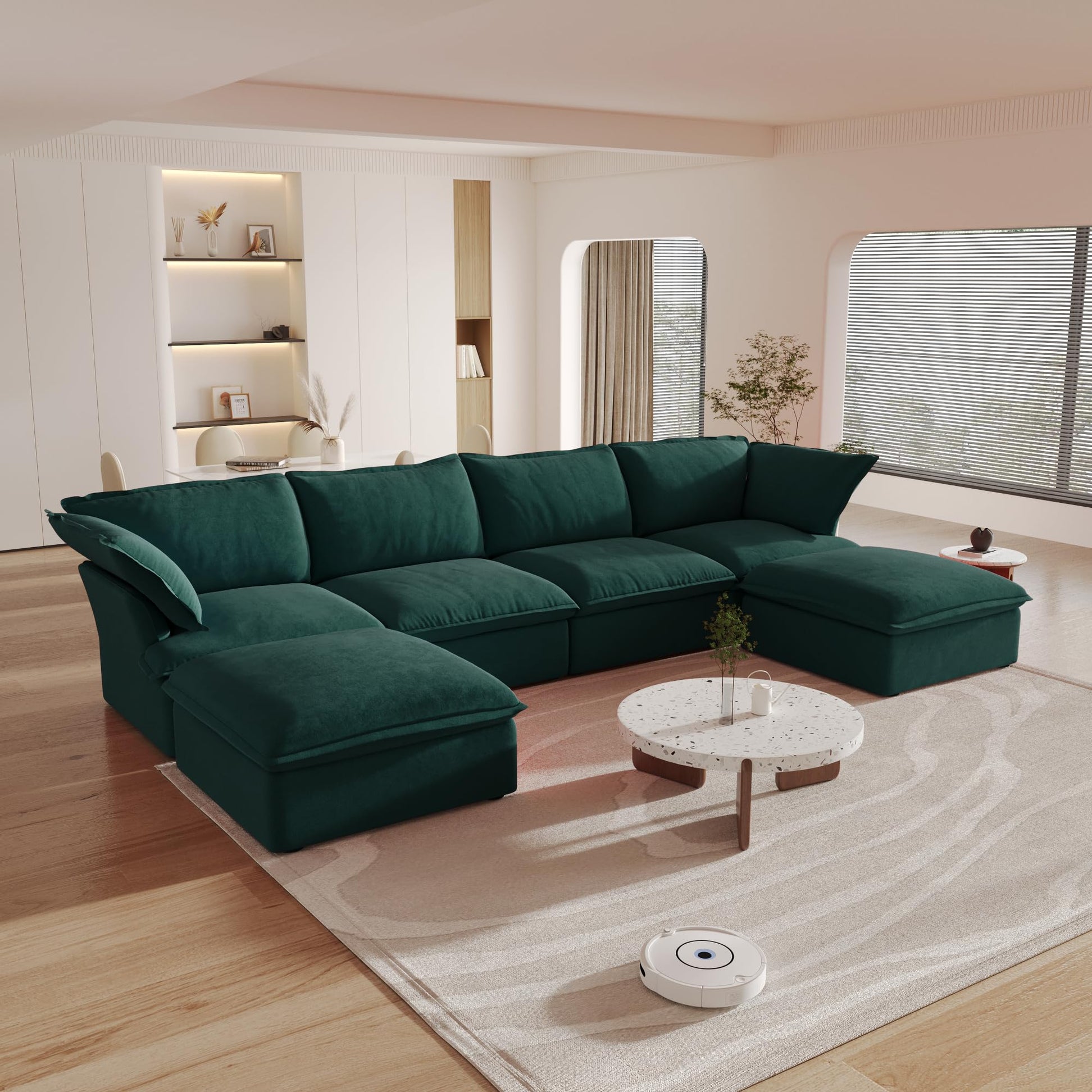Sectional Couches for Living Room,82.66" Cloud Modular Sectional Sofa, Velvet Deep Couch,Cushion Covers Removable &amp; Replaceable,LoveSofa,Blue