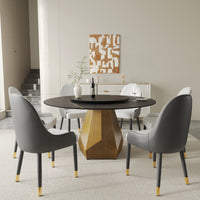 Marbella Sintered Stone Dining Table | 59" Matte Black Round With Lazy Susan Turntable