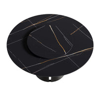Marbella Sintered Stone Dining Table | 59" Matte Black Round With Lazy Susan Turntable