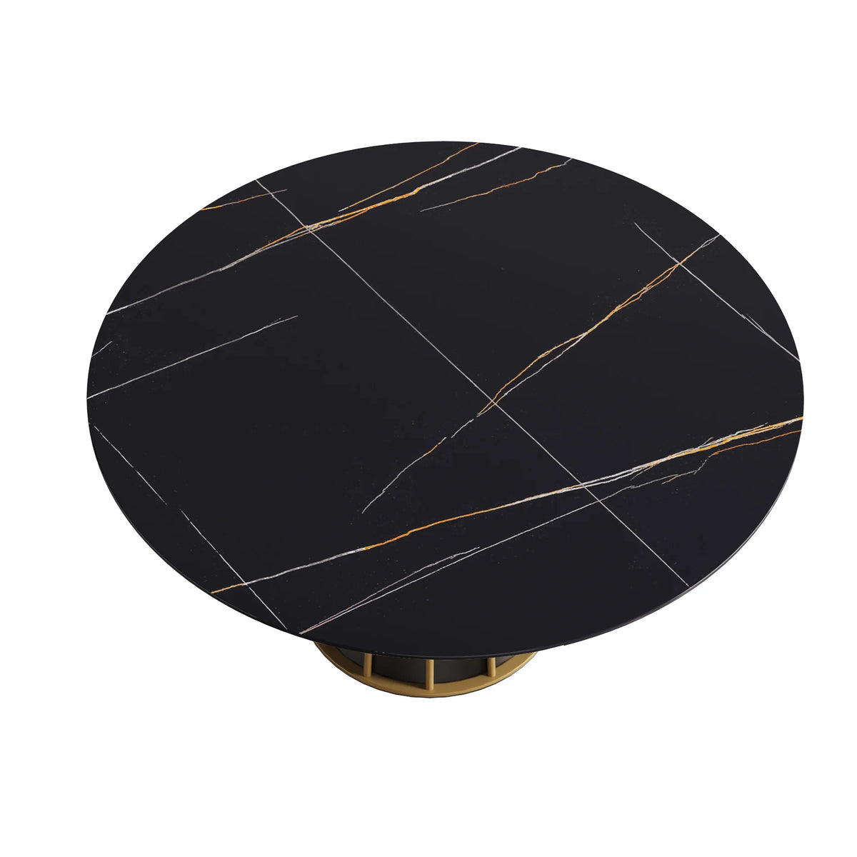 Marbella Sintered Stone Dining Table | 59" Matte Black Round With Metal Base