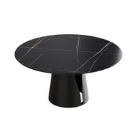 Marbella Sintered Stone Dining Table | 59" Matte Black Round With Metal Base
