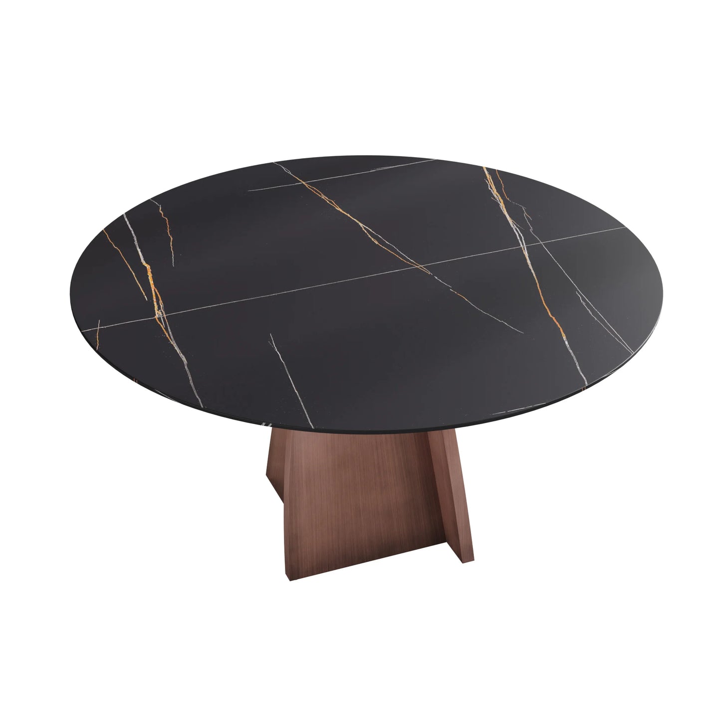 Marbella Sintered Stone Dining Table | 59" Matte Black Round With Metal Base