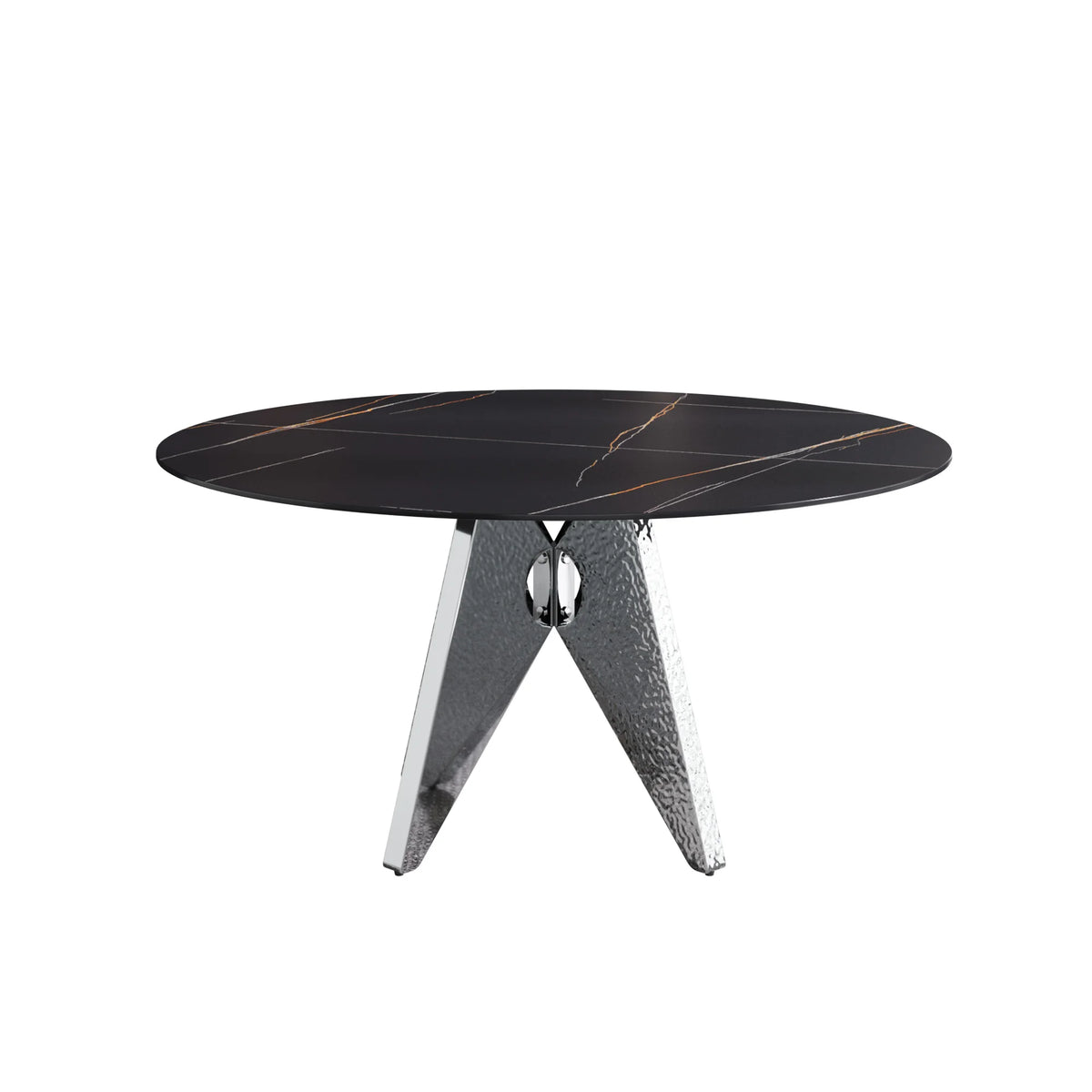 Marbella Sintered Stone Dining Table | 59" Matte Black Round With Metal Base