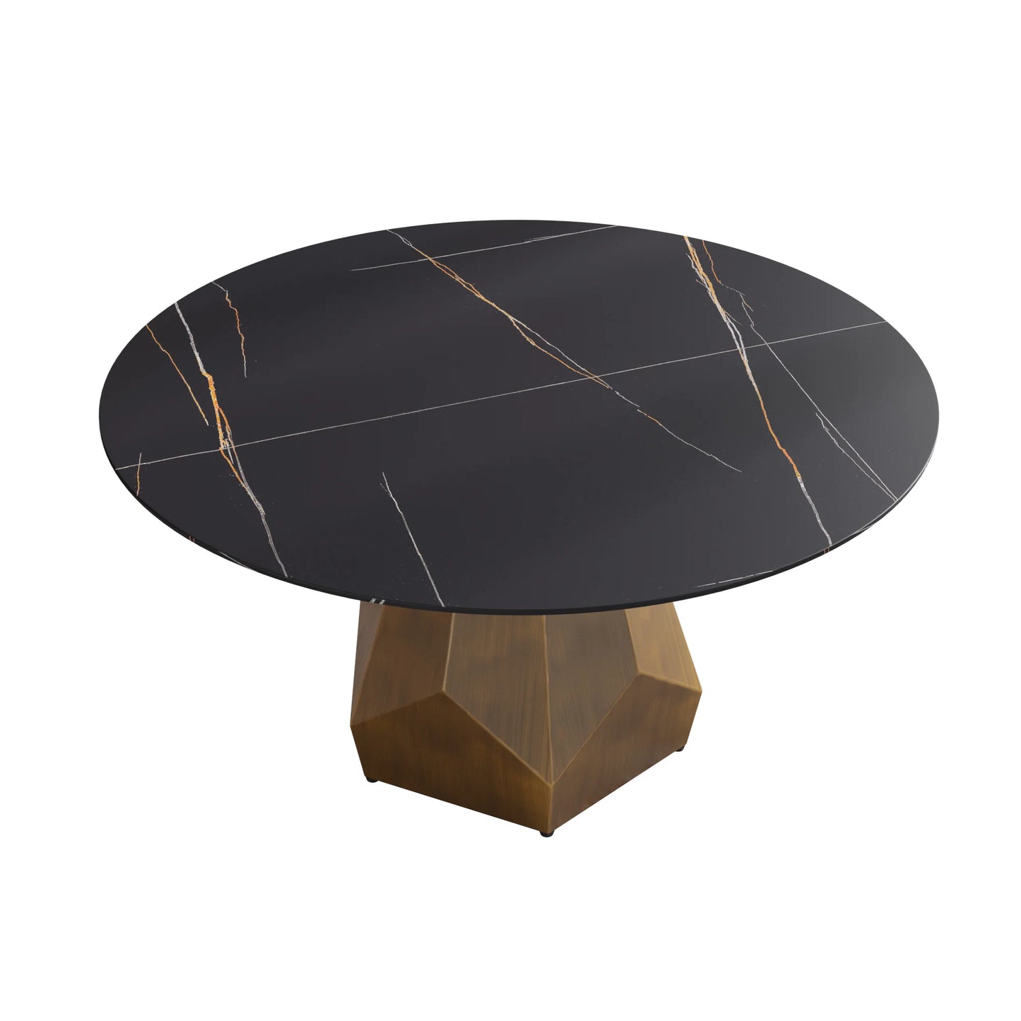 Marbella Sintered Stone Dining Table | 59" Matte Black Round With Metal Base