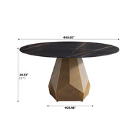 Marbella Sintered Stone Dining Table | 59" Matte Black Round With Metal Base
