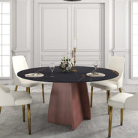Marbella Sintered Stone Dining Table | 59" Matte Black Round With Metal Base