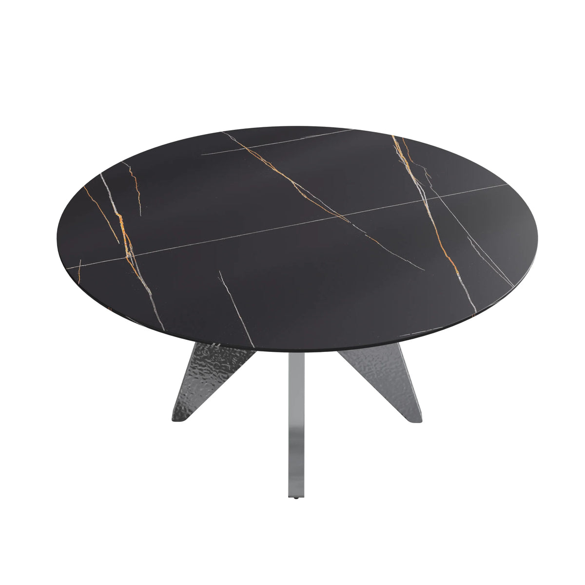 Marbella Sintered Stone Dining Table | 59" Matte Black Round With Metal Base