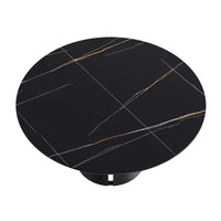 Marbella Sintered Stone Dining Table | 59" Matte Black Round With Metal Base
