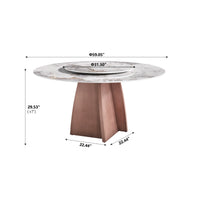 Marbella Sintered Stone Dining Table | 59" Pandora Round With Lazy Susan Turntable