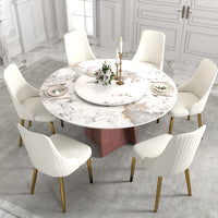 Marbella Sintered Stone Dining Table | 59" Pandora Round With Lazy Susan Turntable