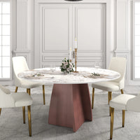 Marbella Sintered Stone Dining Table | 59" Pandora Round With Metal Base