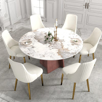 Marbella Sintered Stone Dining Table | 59" Pandora Round With Metal Base