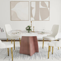 Marbella Sintered Stone Dining Table | 59" Pandora Round With Metal Base