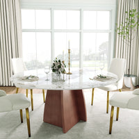 Marbella Sintered Stone Dining Table | 59" Pandora Round With Metal Base