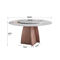 Marbella Sintered Stone Dining Table | 59" White Gloss Round With Lazy Susan Turntable