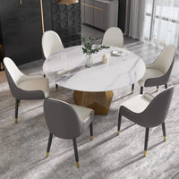 Marbella Sintered Stone Dining Table | 59" White Gloss Round With Metal Base