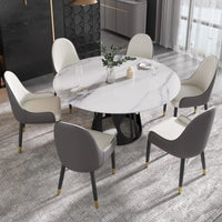 Marbella Sintered Stone Dining Table | 59" White Gloss Round With Metal Base