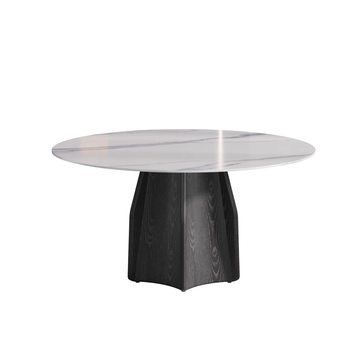Marbella Sintered Stone Dining Table | 59" White Gloss Round With Metal Base
