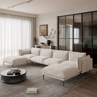 Deluxe Urban Cloud Sectional Sofas | 6-Piece Velvet Brown U-Shaped Sectionals 4-Seater With 2 Ottomans