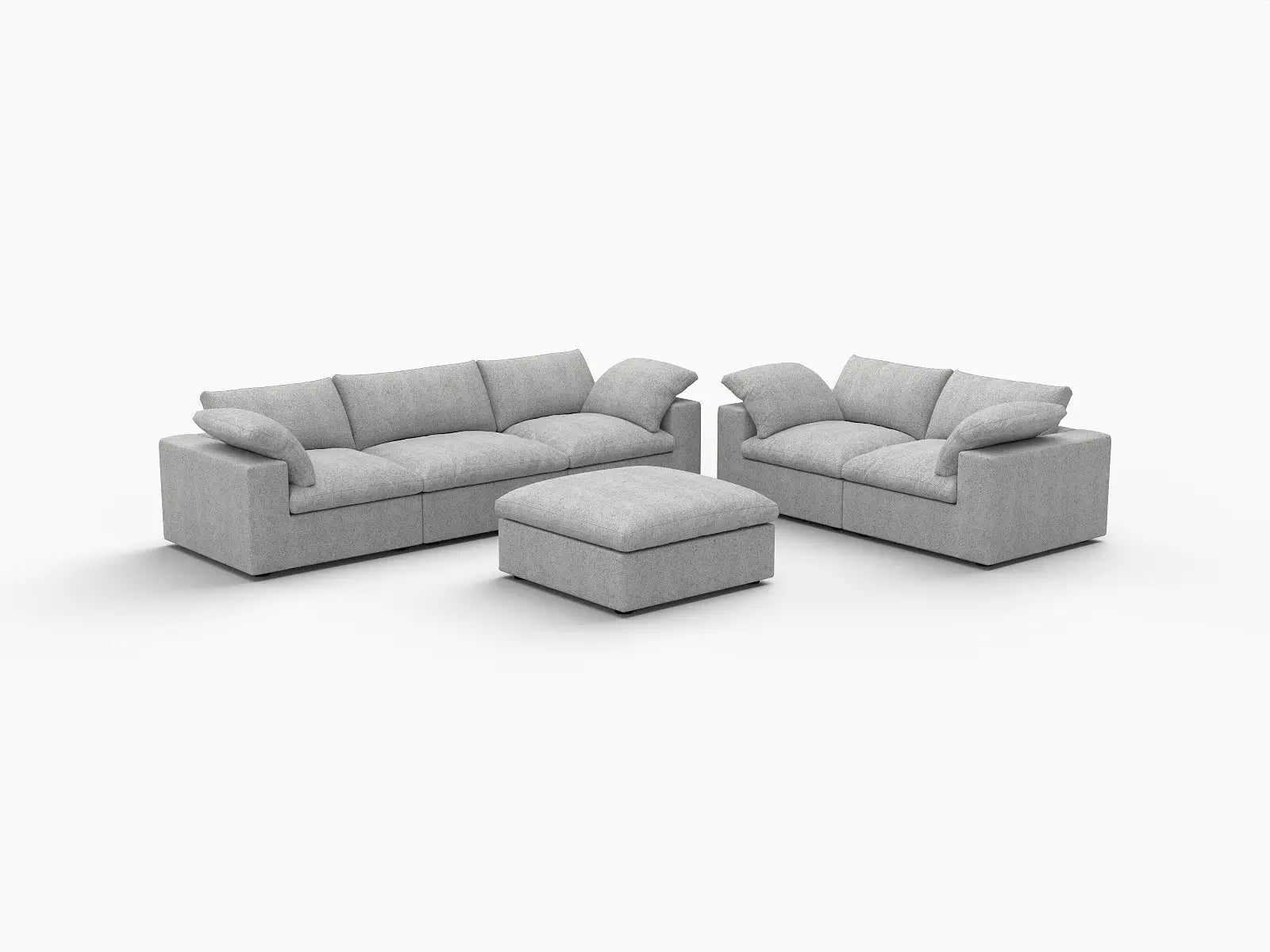 Deluxe Premium Cloud Sectional Sofa Covers | Light Grey Cotton and Linen Sofa Cover for 5-Seater with 1-Ottoman