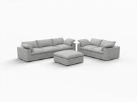 Deluxe Premium Cloud Sectional Sofa Covers | Light Grey Cotton and Linen Sofa Cover for 5-Seater with 1-Ottoman