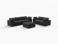 Deluxe Premium Cloud Sectional Sofa Covers | Black Cotton and Linen Sofa Cover for 5-Seater with 1-Ottoman