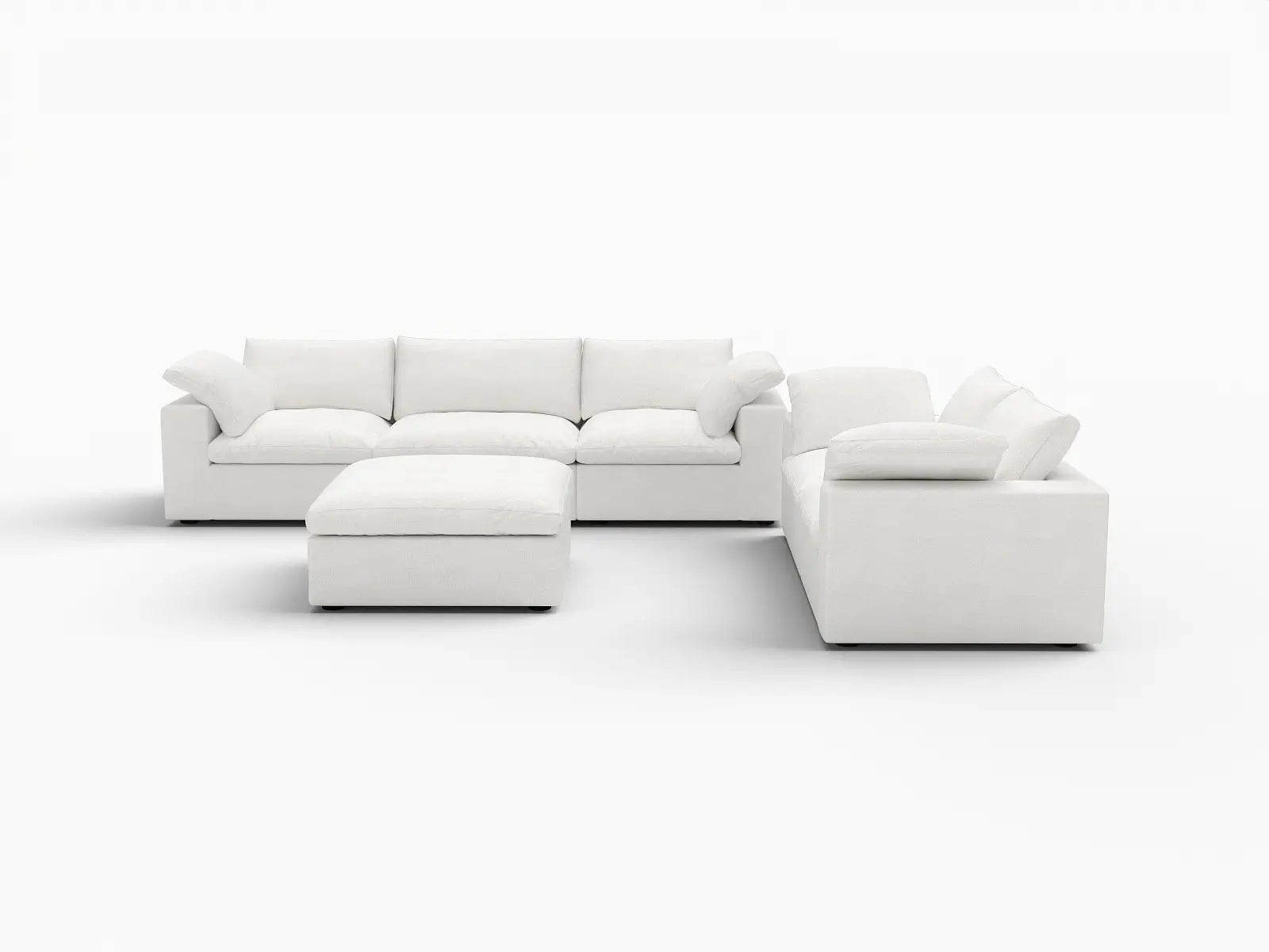 Deluxe Premium Cloud Sectional Sofa Covers | White Cotton and Linen Sofa Cover for 5-Seater with 1-Ottoman