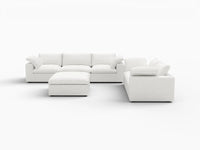 Deluxe Premium Cloud Sectional Sofa Covers | White Cotton and Linen Sofa Cover for 5-Seater with 1-Ottoman