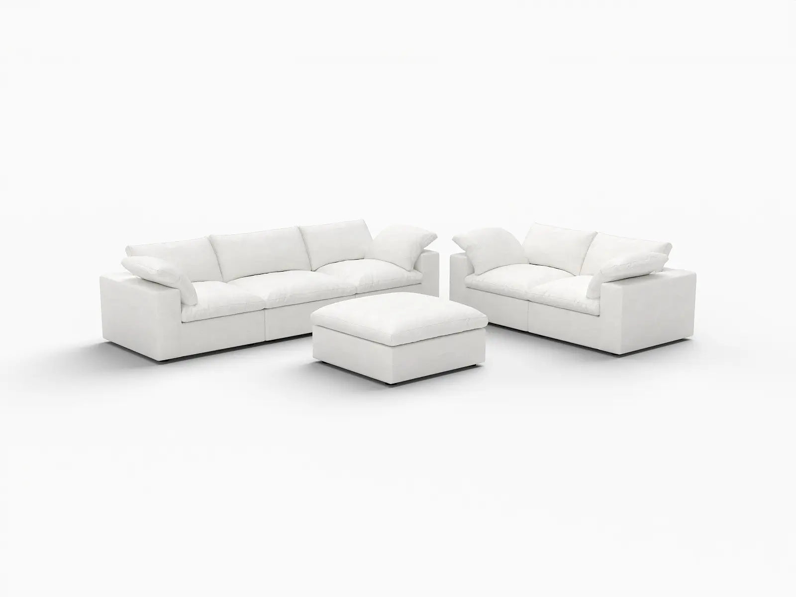 Deluxe Premium Cloud Sectional Sofa Covers | White Cotton and Linen Sofa Cover for 5-Seater with 1-Ottoman