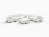 Deluxe Premium Cloud Sectional Sofa Covers | White Cotton and Linen Sofa Cover for 5-Seater with 1-Ottoman