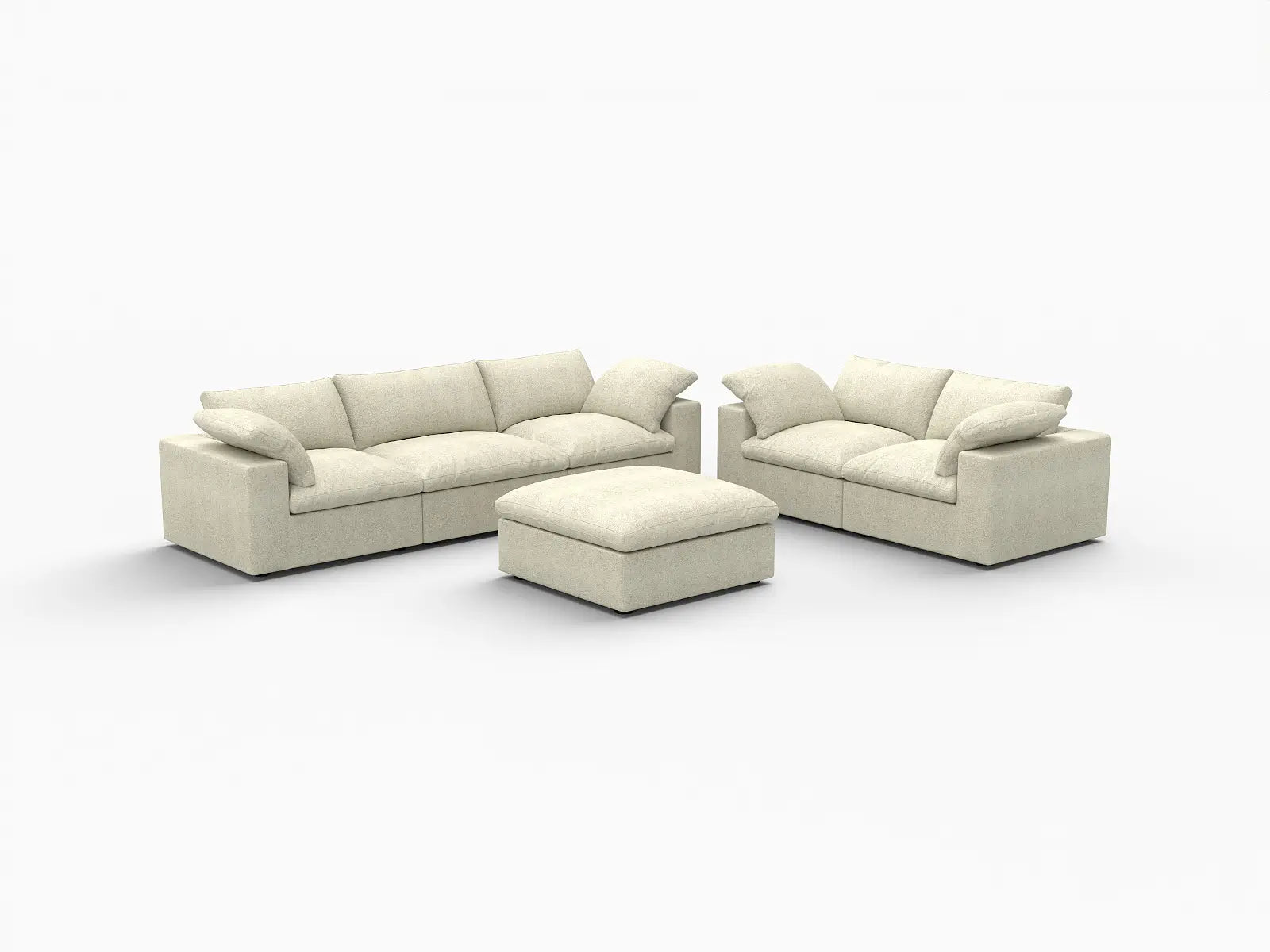 Deluxe Premium Cloud Sectional Sofa Covers | Khaki Cotton and Linen Sofa Cover for 5-Seater with 1-Ottoman