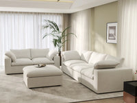 Deluxe Premium Cloud Sectional Sofa Covers | White Cotton and Linen Sofa Cover for 5-Seater with 1-Ottoman