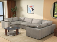 Deluxe Premium Cloud Sectional Sofa Covers | Light Grey Cotton and Linen Sofa Cover for 6-Seater