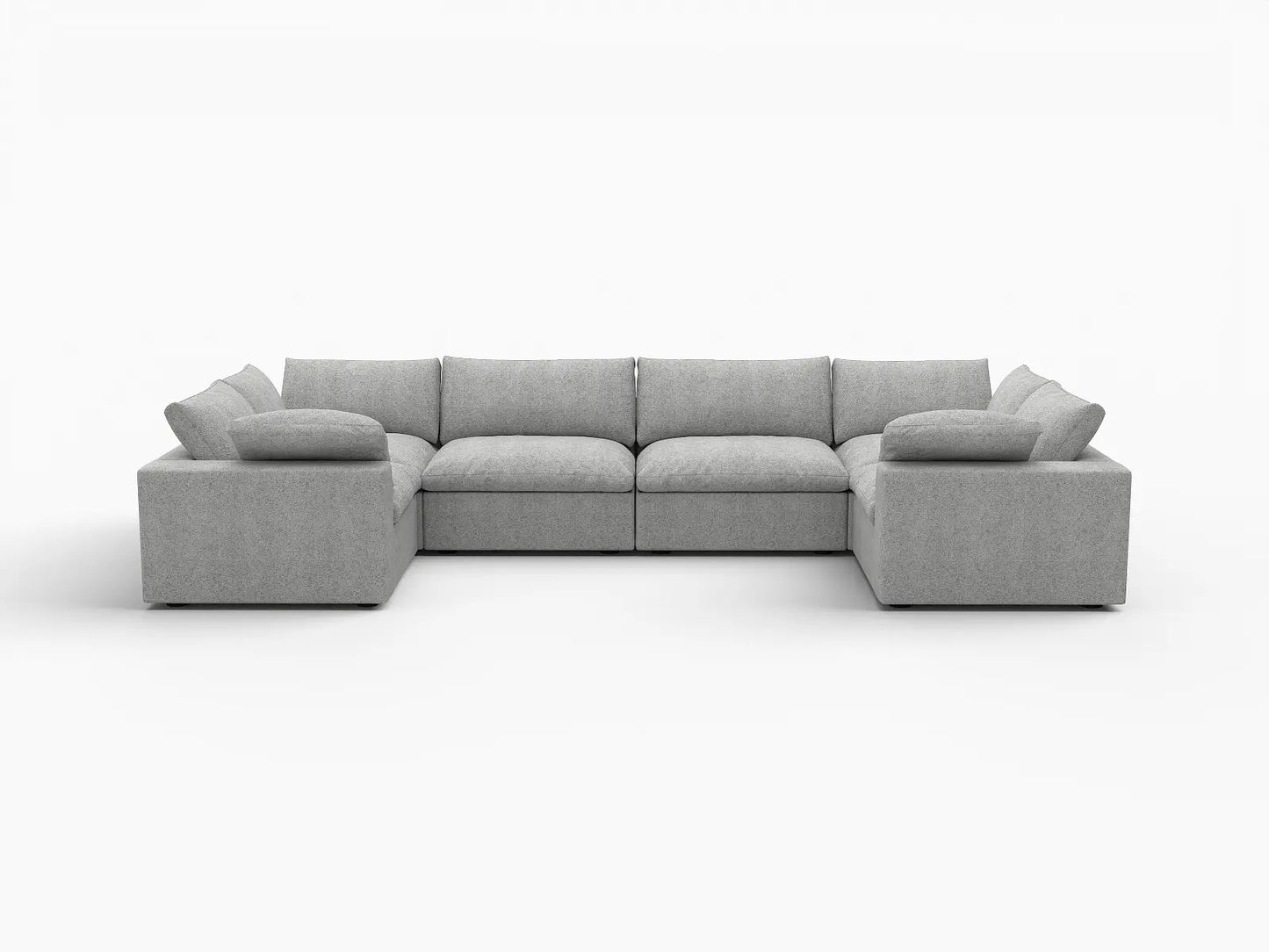 Deluxe Premium Cloud Sectional Sofa Covers | Light Grey Cotton and Linen Sofa Cover for 6-Seater