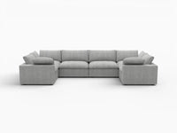 Deluxe Premium Cloud Sectional Sofa Covers | Light Grey Cotton and Linen Sofa Cover for 6-Seater