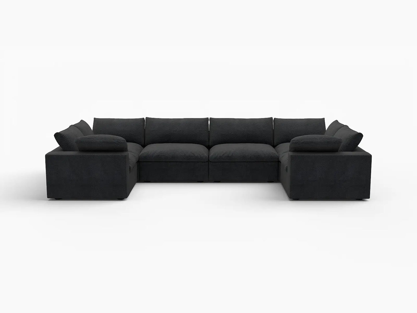 Deluxe Premium Cloud Sectional Sofa Covers | Black Cotton and Linen Sofa Cover for 6-Seater