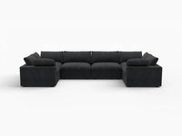 Deluxe Premium Cloud Sectional Sofa Covers | Black Cotton and Linen Sofa Cover for 6-Seater